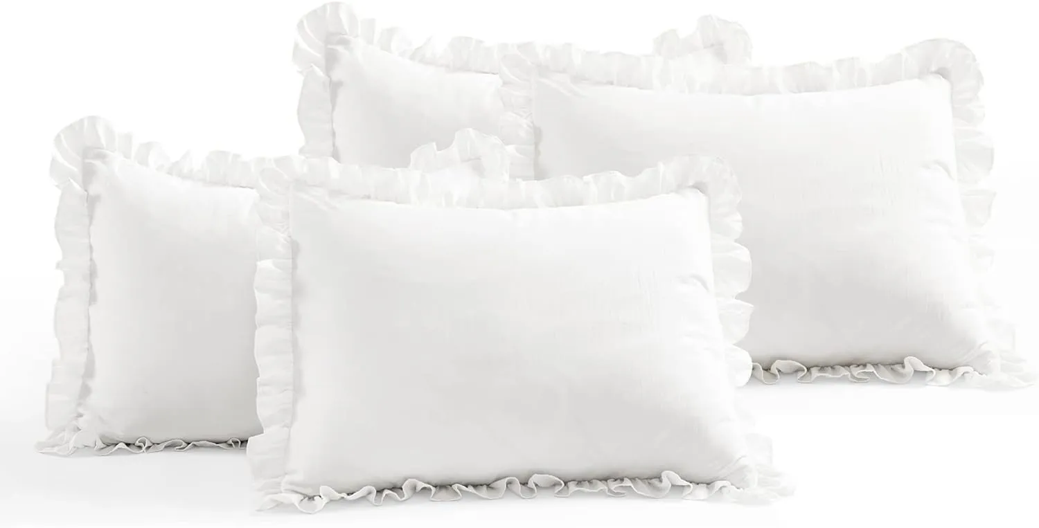 Lush Decor Ruffle Skirt Daybed Cover 5 Piece Set 39" W x 75" L, White -White Bedding Set - Daybed Comforter Set - Ruffled Bedding - Coquette Decor