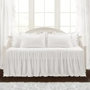Lush Decor Ruffle Skirt Daybed Cover 5 Piece Set 39" W x 75" L, White -White Bedding Set - Daybed Comforter Set - Ruffled Bedding - Coquette Decor