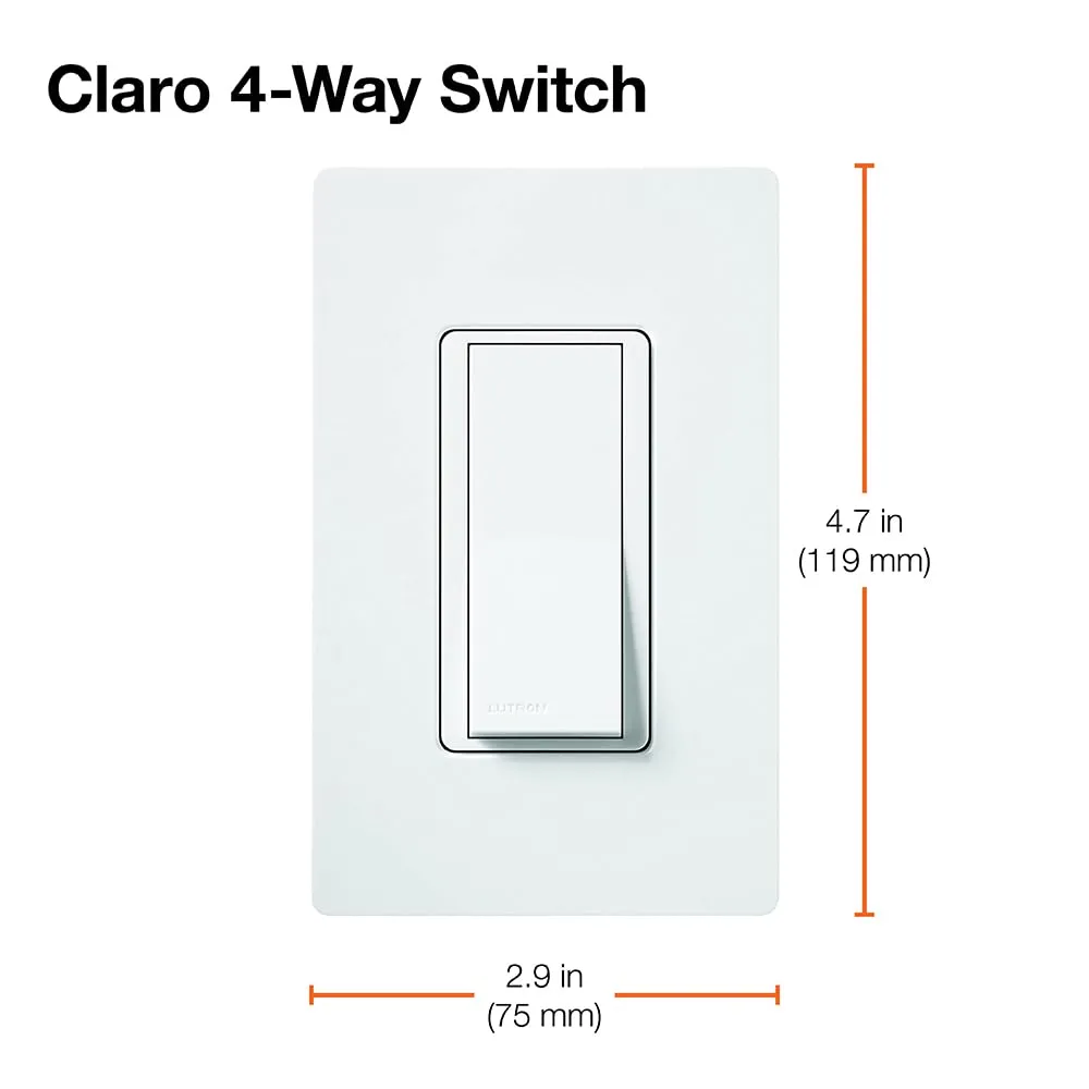 Lutron Claro 15 Amp On/Off 4-Way Switch, CA-4PS-GR, Gray