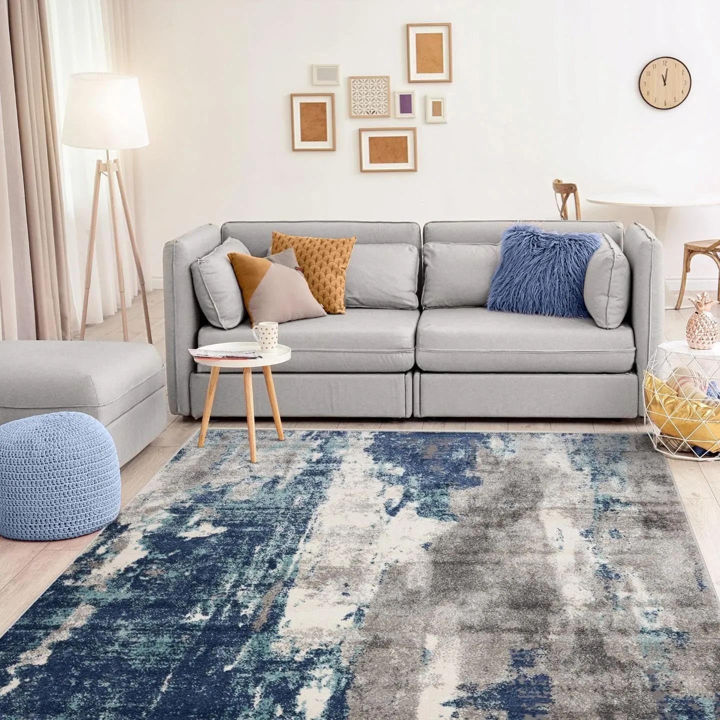 LUXE WEAVERS Euston Collection D.Blue-L.Blue 8x10 Modern Abstract Area Rug