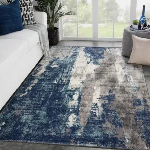 LUXE WEAVERS Euston Collection D.Blue-L.Blue 8x10 Modern Abstract Area Rug