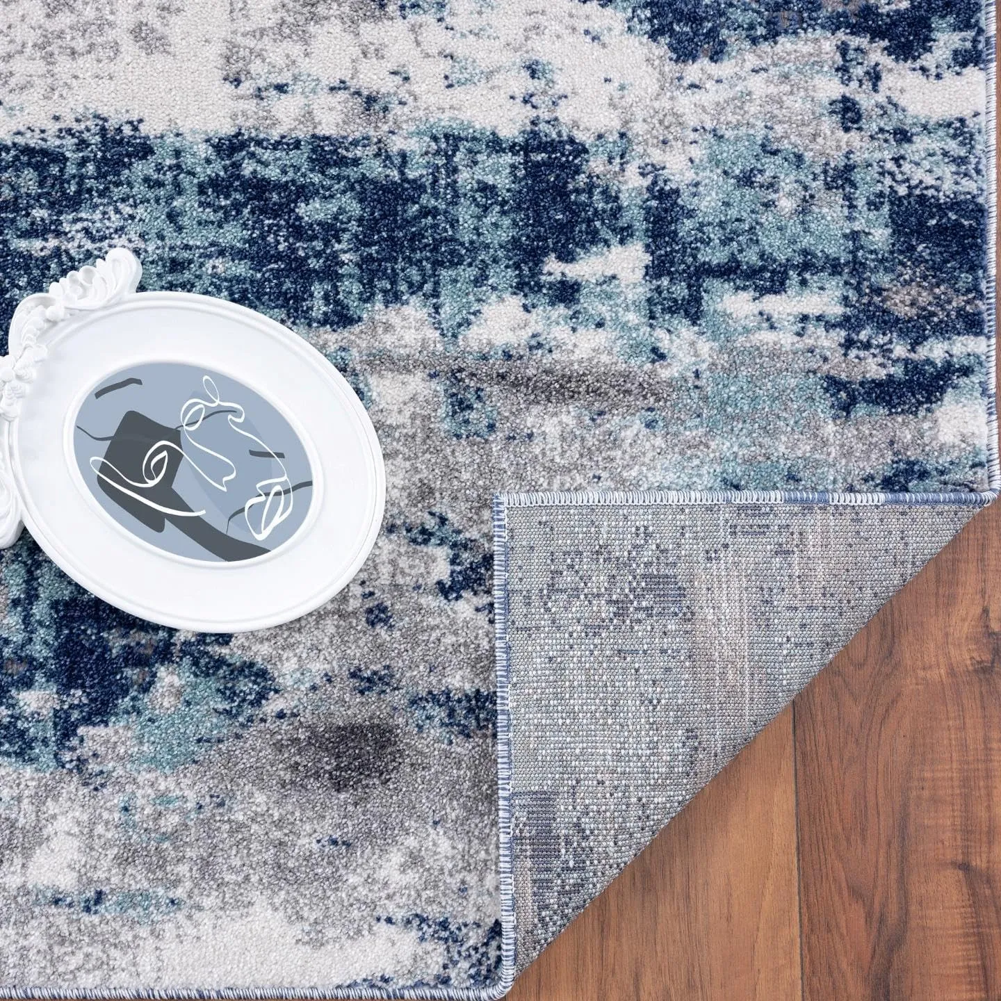 LUXE WEAVERS Euston Collection D.Blue-L.Blue 8x10 Modern Abstract Area Rug