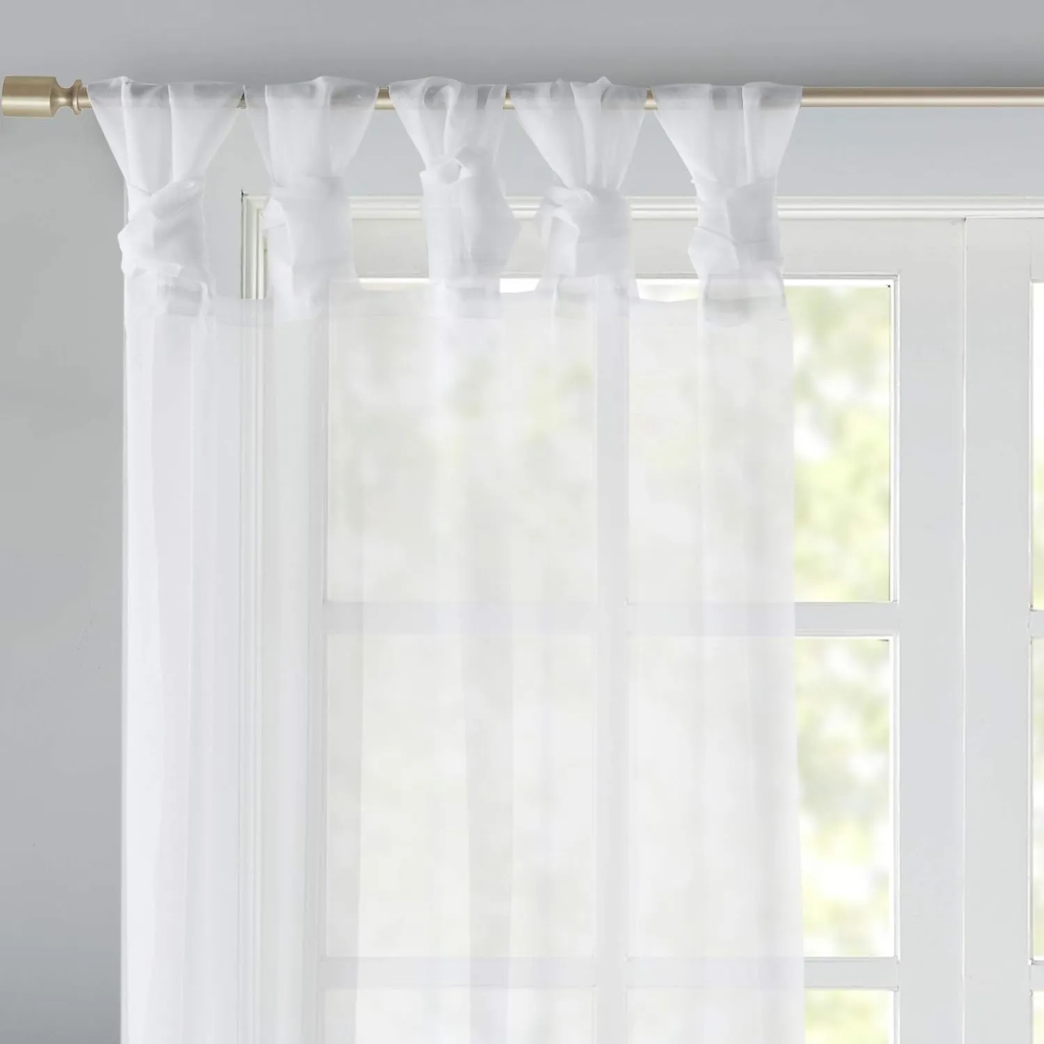 Madison Park Ceres DIY Twisted Tab Sheer Curtain, Pair Panels, Lightweight Window Treatment, Voile Privacy, Light Filtering Drape for Bedroom and Apartment, 50 in x 95 in, White 2 Piece