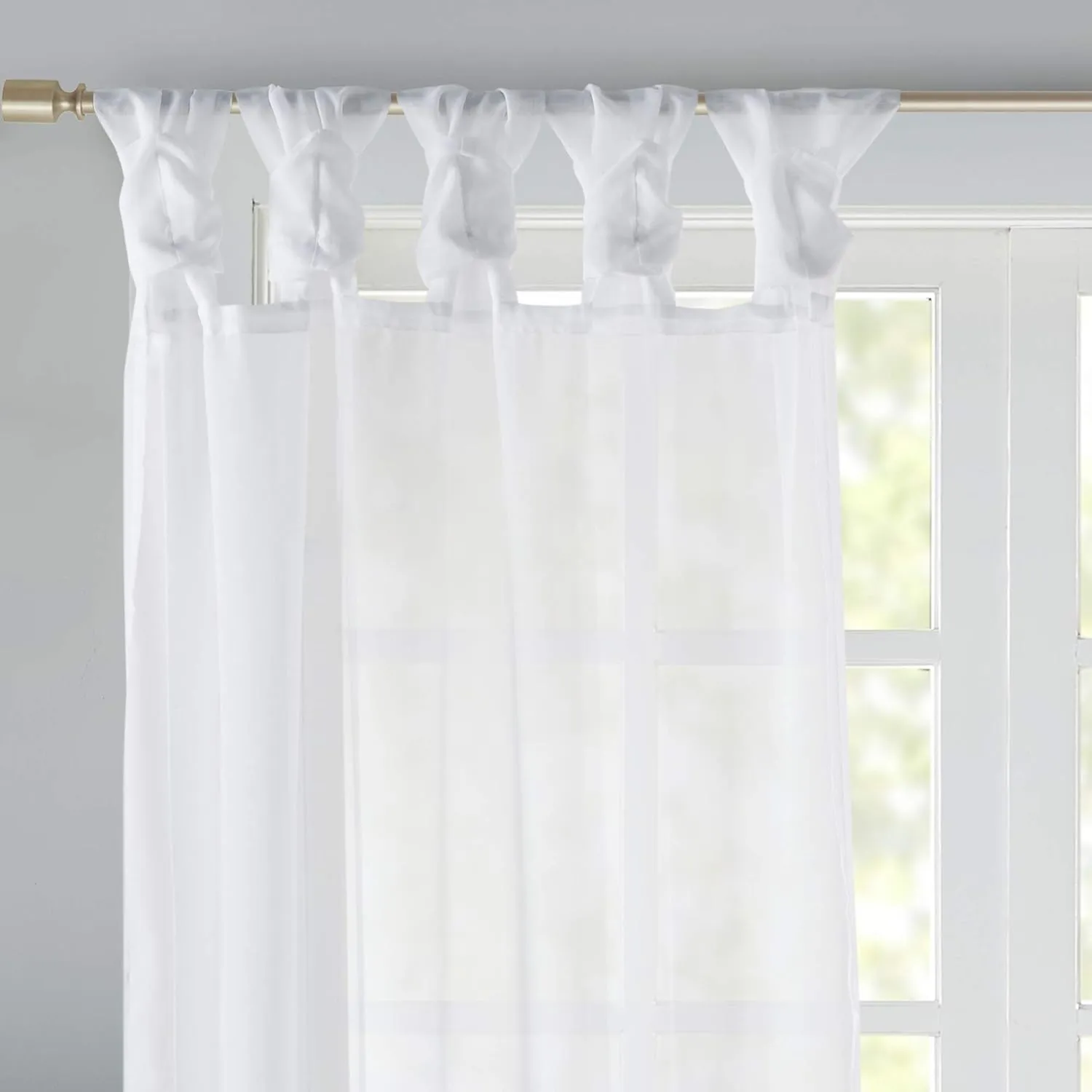 Madison Park Ceres DIY Twisted Tab Sheer Curtain, Pair Panels, Lightweight Window Treatment, Voile Privacy, Light Filtering Drape for Bedroom and Apartment, 50 in x 95 in, White 2 Piece
