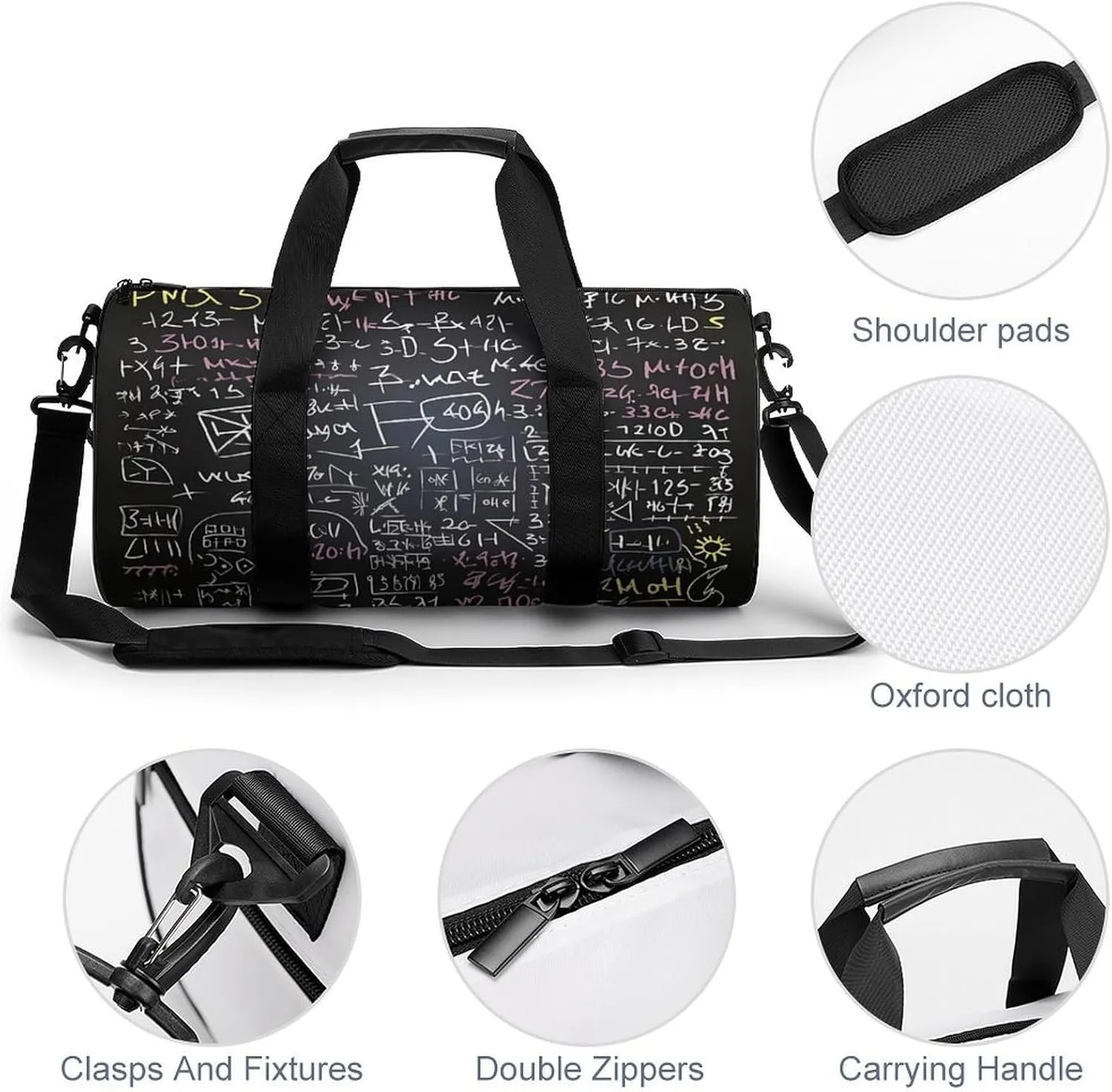Math Formula Duffel Bag for Men Women Gym Bag Sports Small Overnight Bag for Travel Weekender