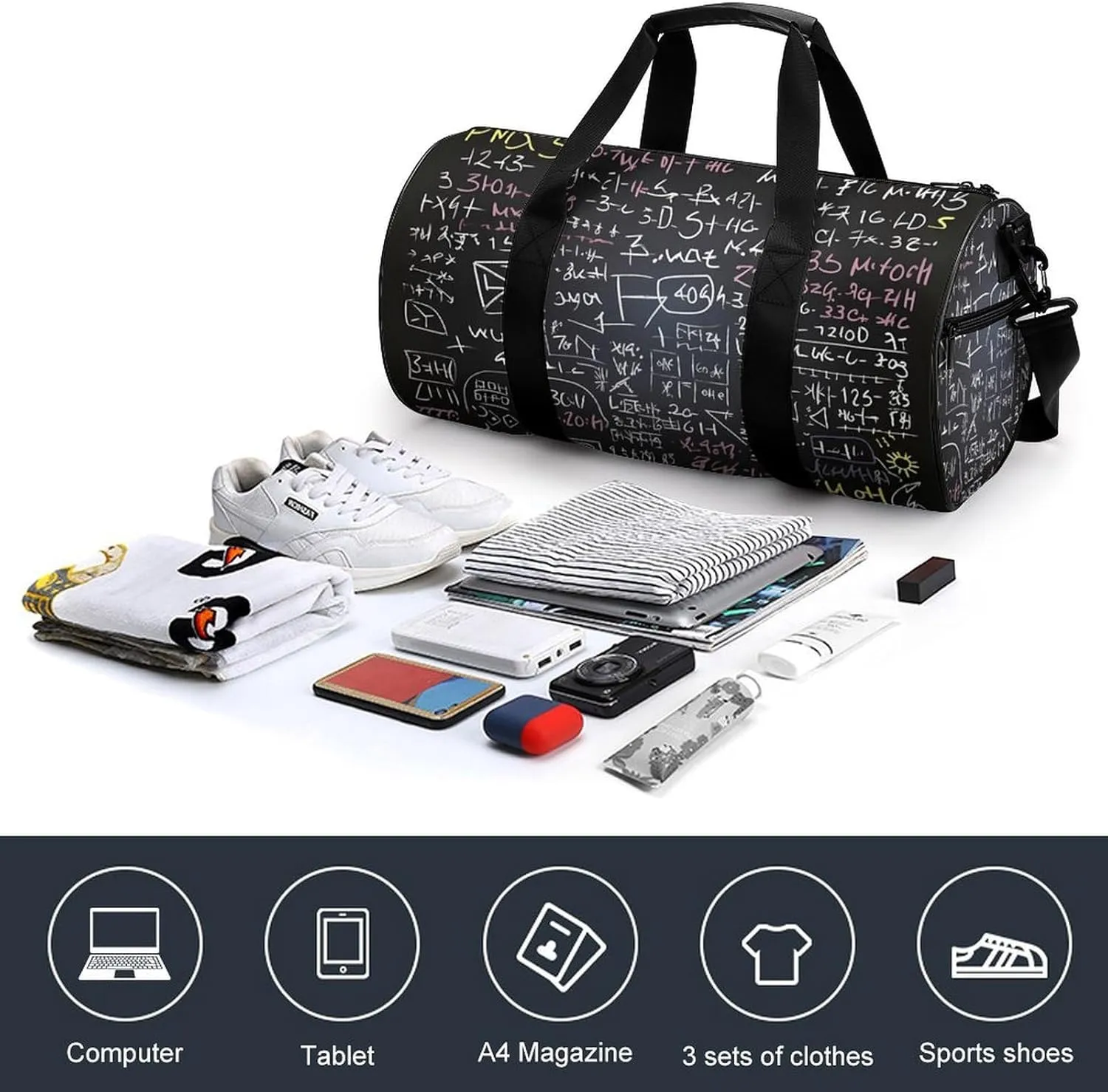 Math Formula Duffel Bag for Men Women Gym Bag Sports Small Overnight Bag for Travel Weekender