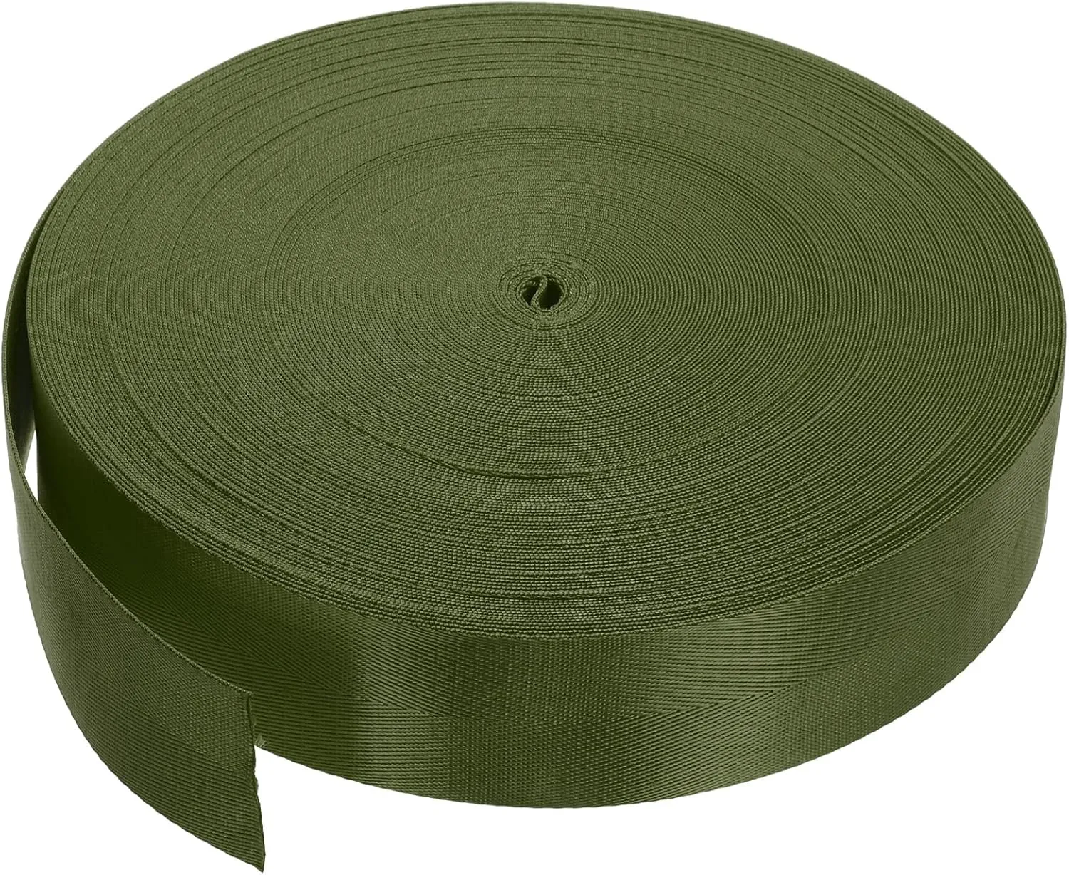 MECCANIXITY Flat Nylon Webbing Strap 2 Inch 50 Yards Army Green for Backpack, Cargo Strap, Luggage-Rack