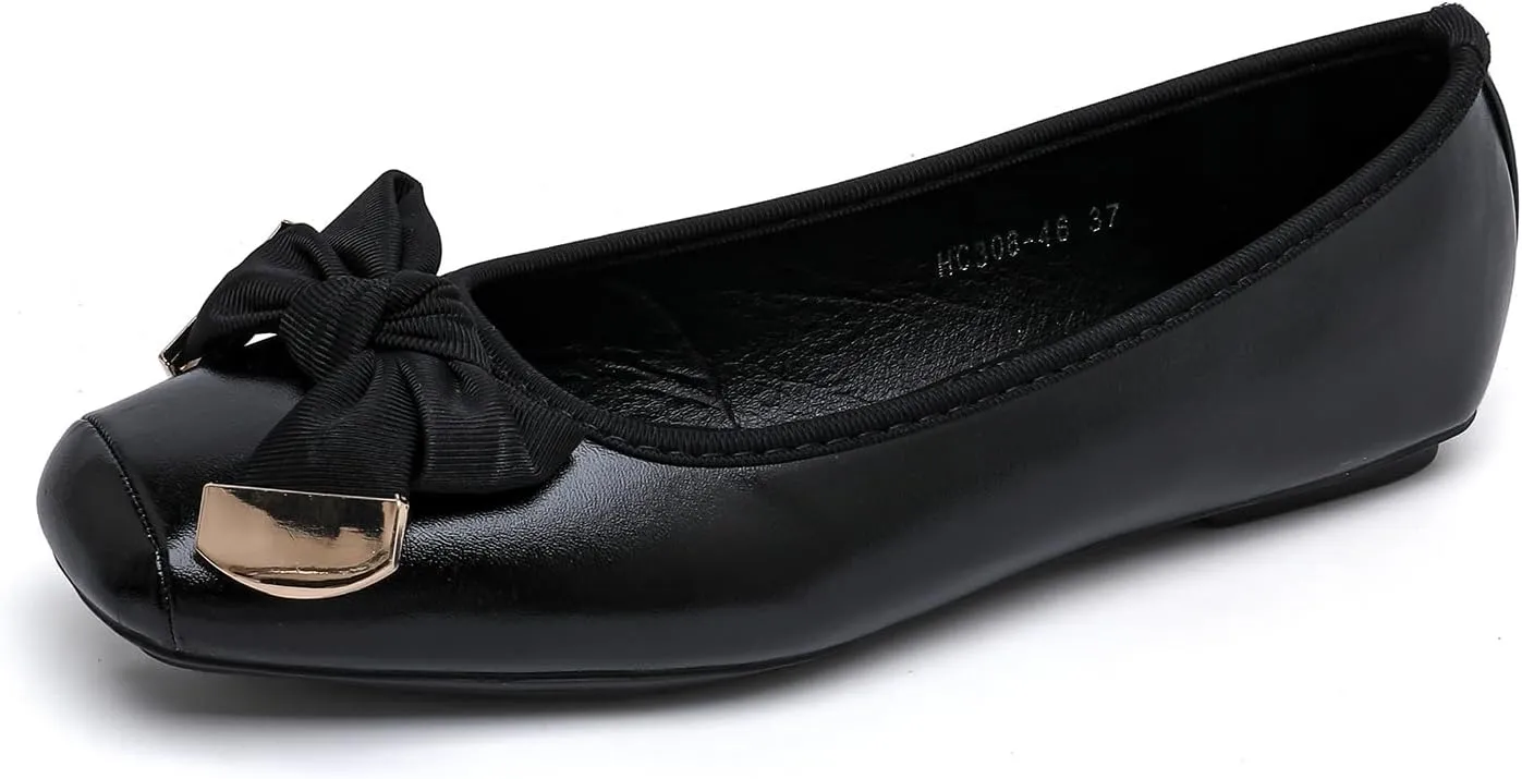 MEMON Women's Flats/Women Fashion Bowknot Flats/Ballet Flats for Women/Comfort Light Weight Slip-On Dress Shoes