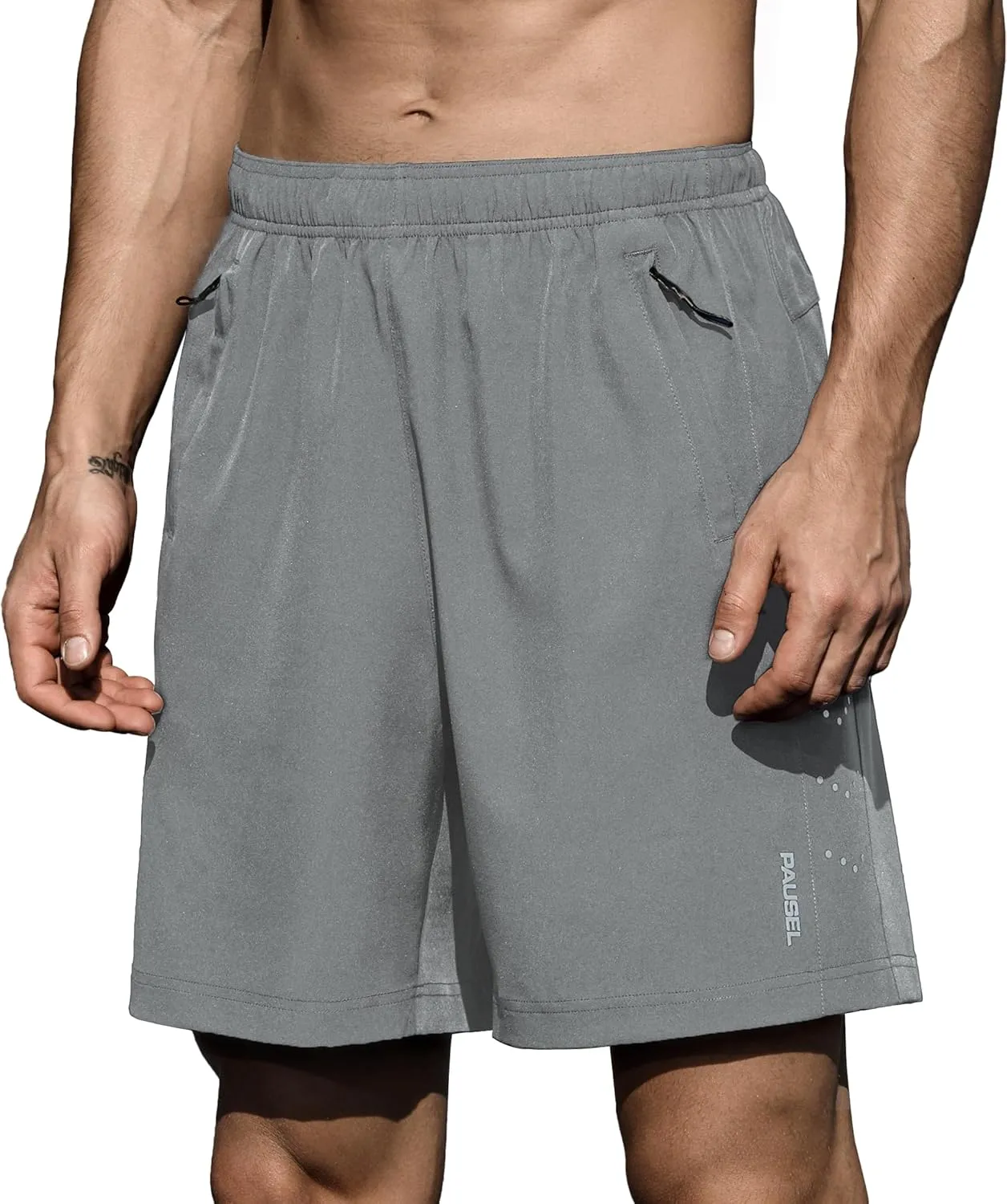 Men's Athletic Running Shorts Quick Dry Lightweight Tennis Gym Workout 7 inch Basketball Shorts for Men 3 Zipper Pockets