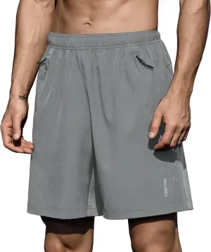 Men's Athletic Running Shorts Quick Dry Lightweight Tennis Gym Workout 7 inch Basketball Shorts for Men 3 Zipper Pockets