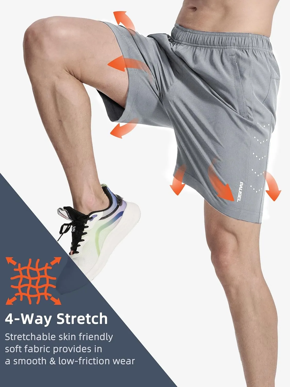 Men's Athletic Running Shorts Quick Dry Lightweight Tennis Gym Workout 7 inch Basketball Shorts for Men 3 Zipper Pockets