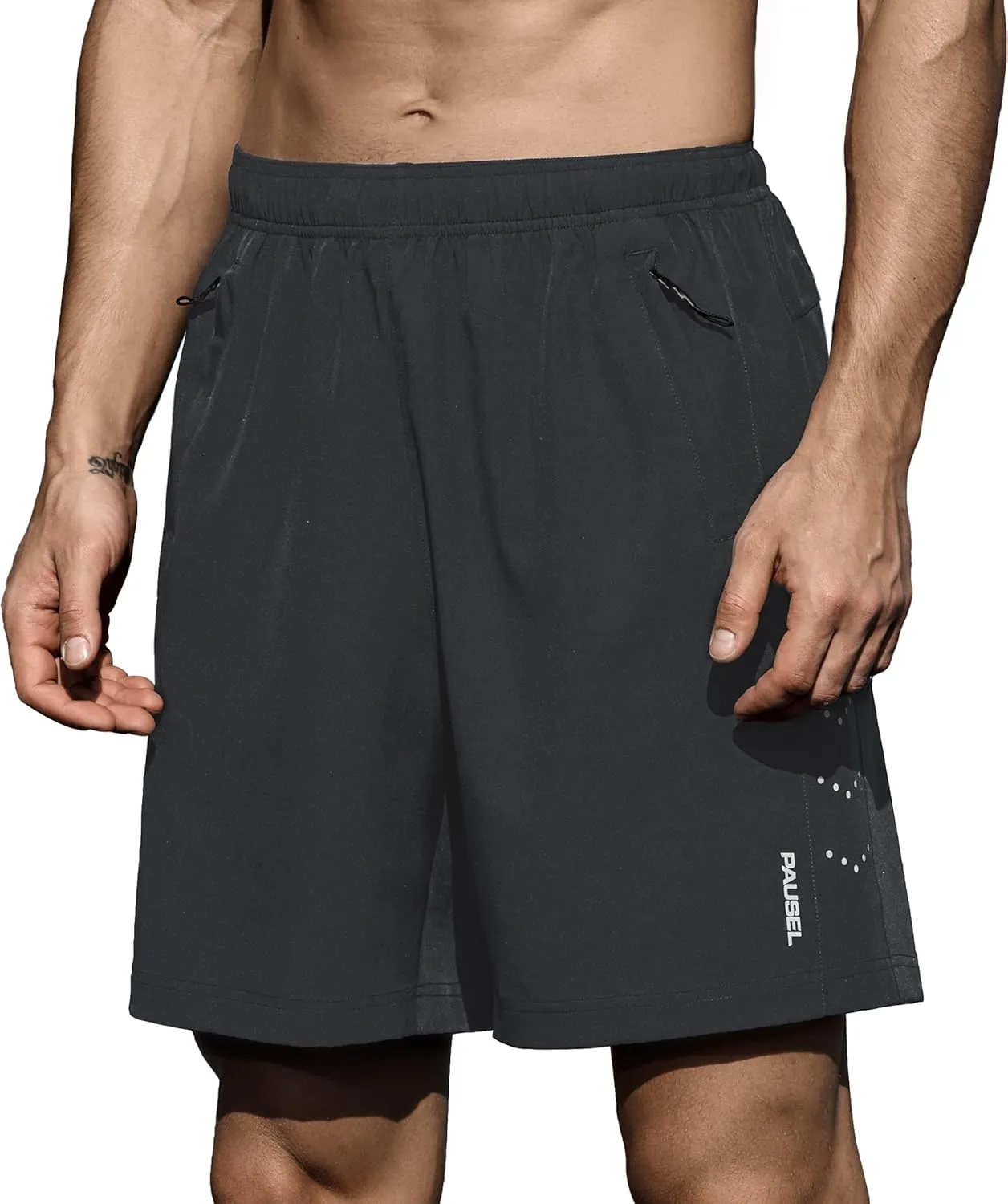 Men's Athletic Running Shorts Quick Dry Lightweight Tennis Gym Workout 7 inch Basketball Shorts for Men 3 Zipper Pockets