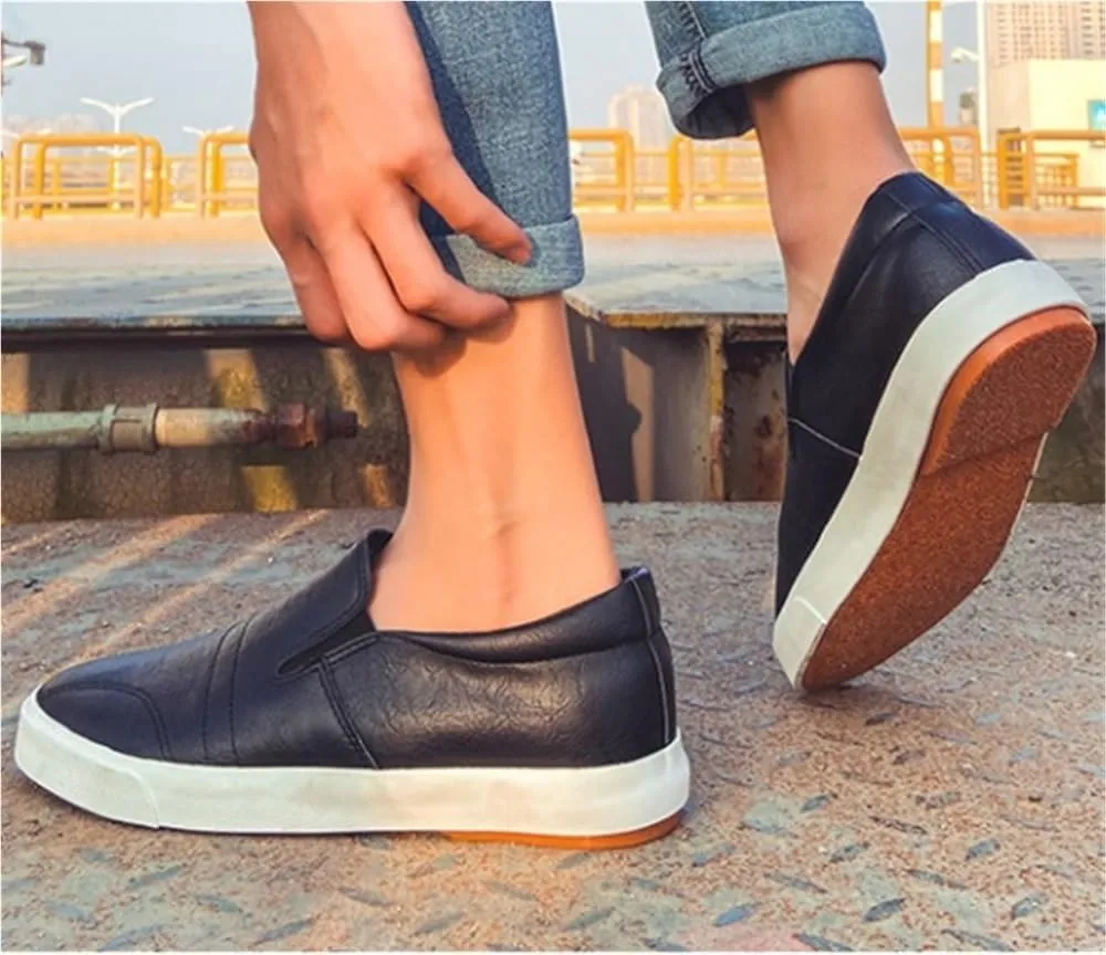 Mens Classic Leather Loafers Resistant Lightweight Anti-Slip Slip-on Platform Oxford Height-Increasing Shoes