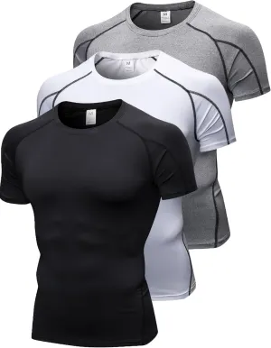 Men's Compression Shirts Short Sleeve Workout Shirt Cool Dry Undershirts Baselayer Sports T Shirts Gym Running Tops