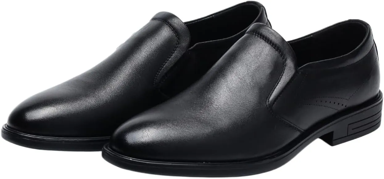 Men's Genuine Leather Slip On Dress Shoes Lightweight Anti-Slip Casual Oxfords for Daily Walking & Travel Loafer