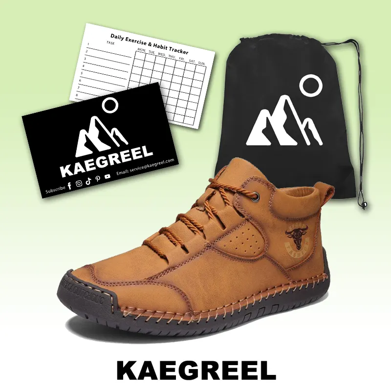 Men's Handmade Stitching Leather Shoes Non-Slip Soft Sole Casual Ankle Boots