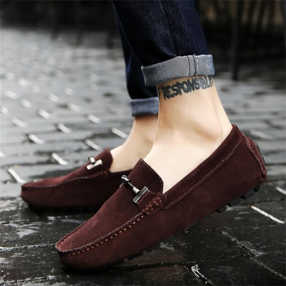 Mens Handmade Suede Leather Slip On Loafers Comfortable Casual Driving Moccasins Breathable Loafer Dress Shoes