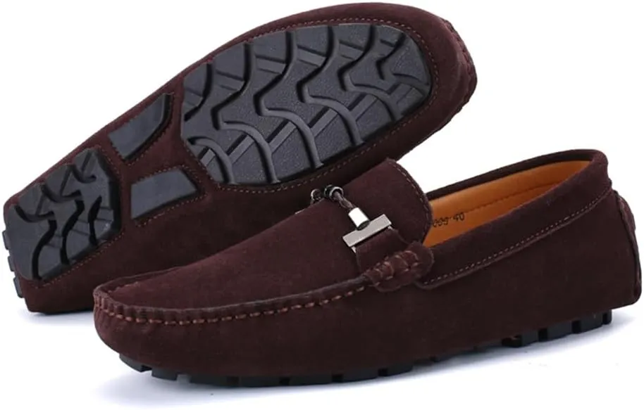 Mens Handmade Suede Leather Slip On Loafers Comfortable Casual Driving Moccasins Breathable Loafer Dress Shoes