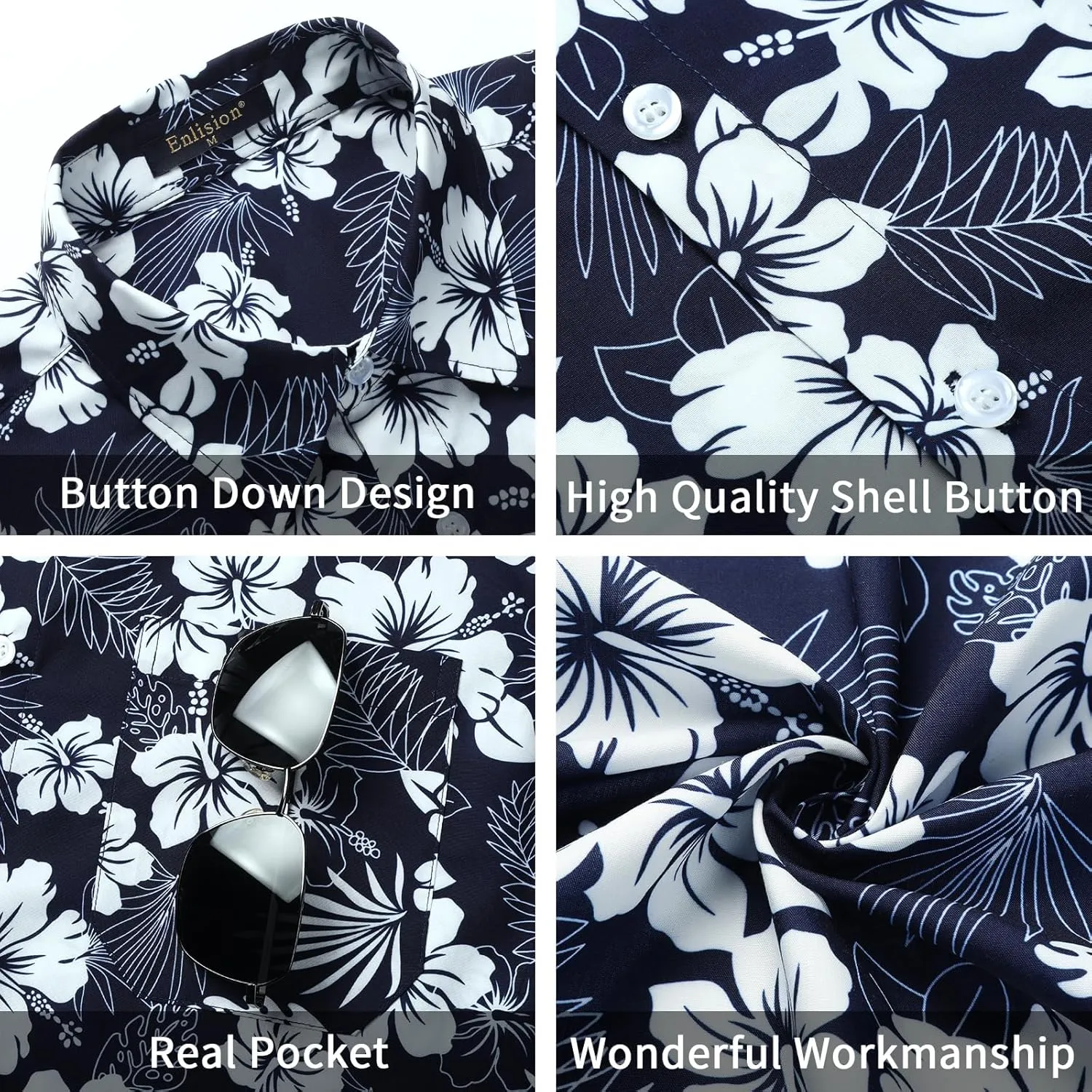 Men's Hawaiian Shirts Short Sleeve Casual Floral Button Down Tropical Shirt Summer Holiday Beach Aloha Hawaii Shirt