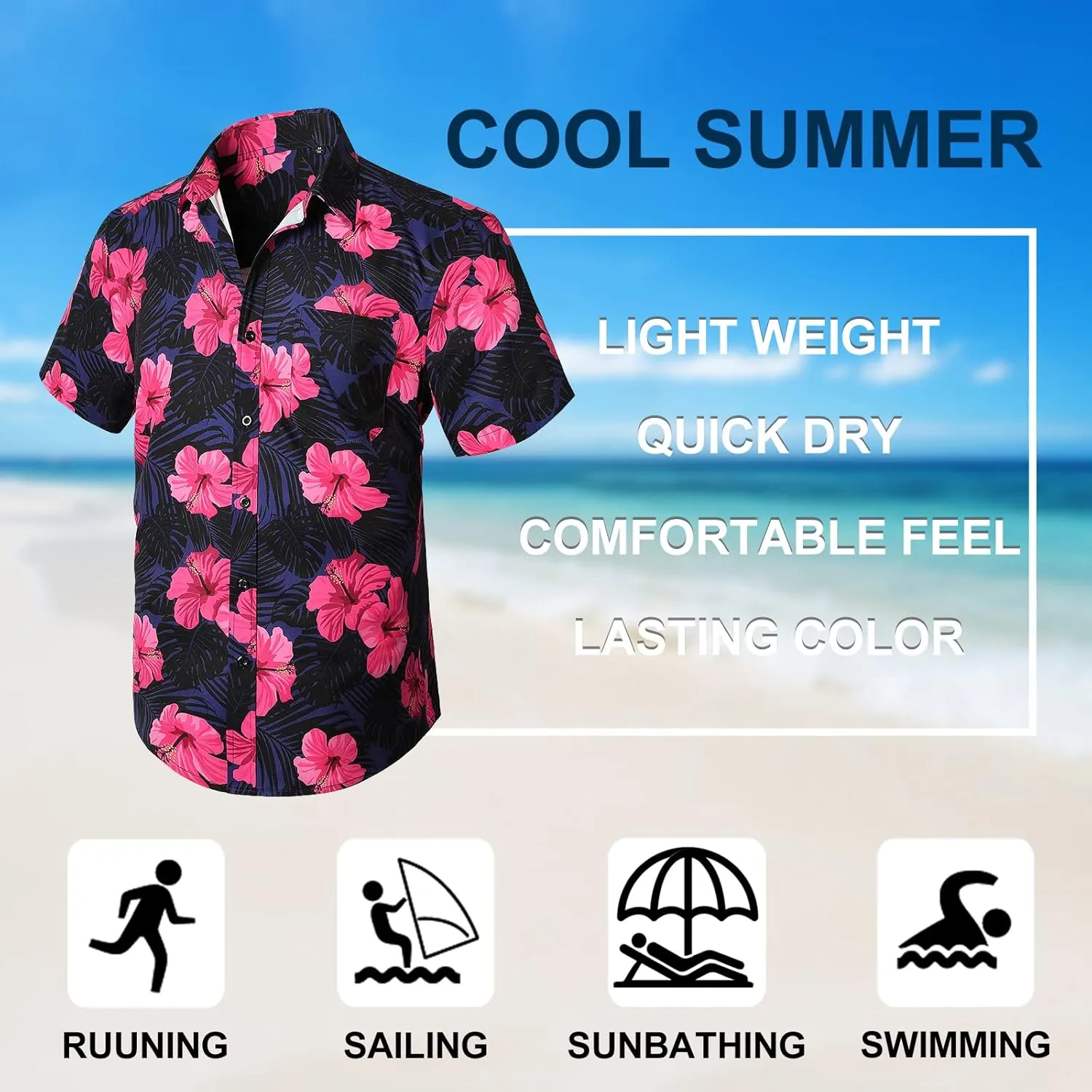 Men's Hawaiian Shirts Short Sleeve Casual Floral Button Down Tropical Shirt Summer Holiday Beach Aloha Hawaii Shirt