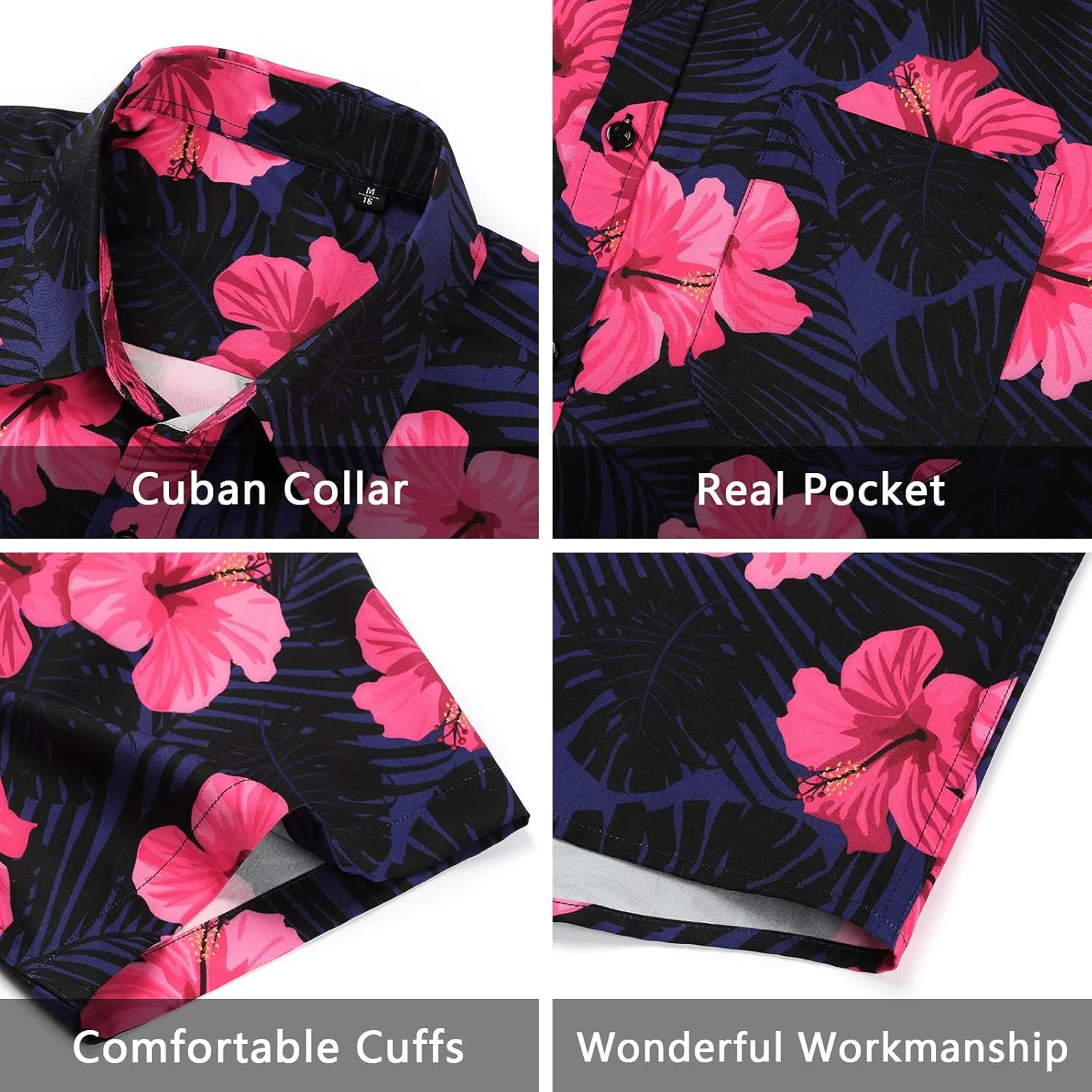 Men's Hawaiian Shirts Short Sleeve Casual Floral Button Down Tropical Shirt Summer Holiday Beach Aloha Hawaii Shirt