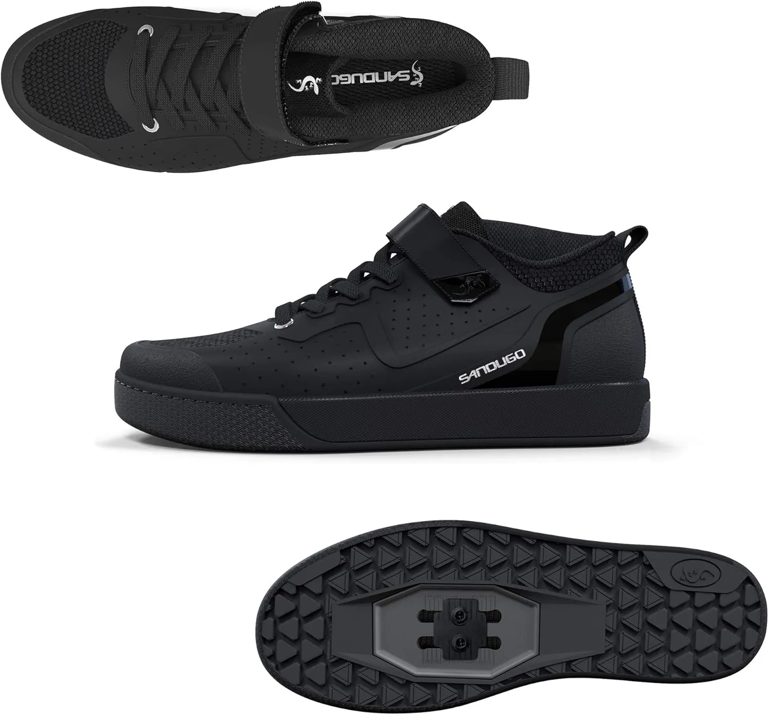 Mens MTB Mountain Bike SPD Cycling Shoes,Suitable Mountain Biking DH Enduro, Compatible All 2 Bolts Pedals,Black