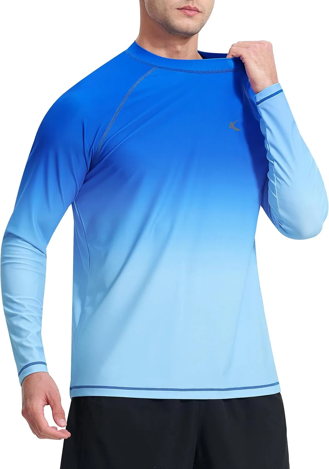 Mens Rash Guard UPF 50  Swim Shirts UV Sun Protection T-Shirt Quick Dry Long Sleeve Beach Shirts for Fishing