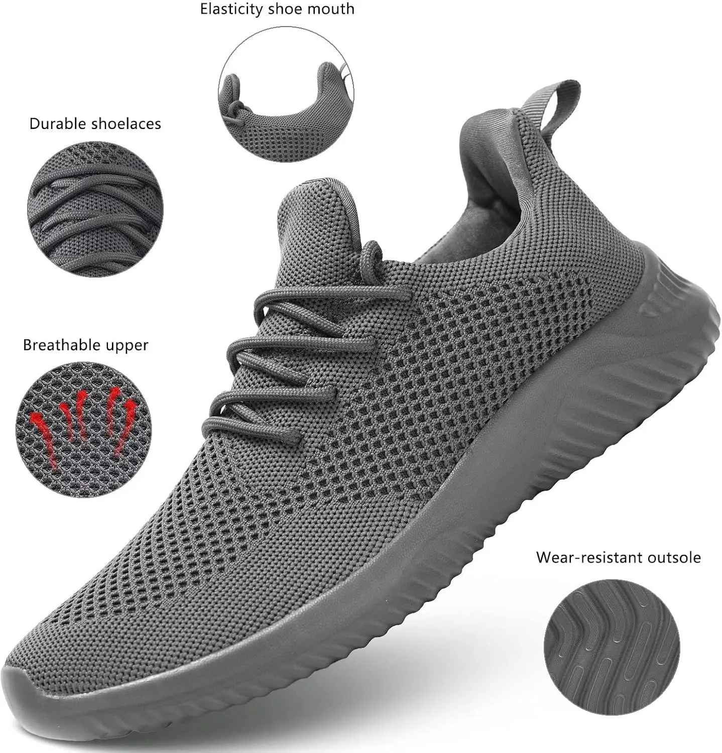 Men's Slip on Walking Shoes Ultra Light Breathable Non Slip Running Shoes Casual Fashion Sneakers Mesh Workout Sports
