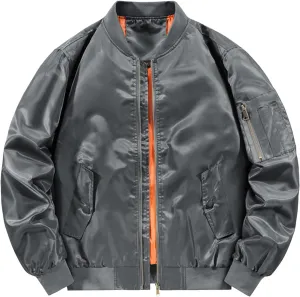 Men's Spring and Autumn Leisure Standing Neck Jacket Men's Air Force No.1 MA 1 Pilot Coat Jacket Fleece Coats for