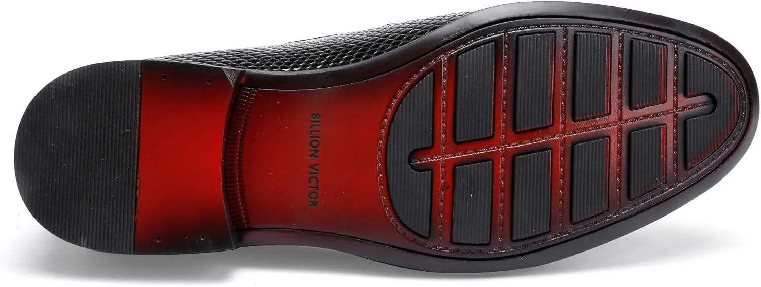 Men's Tassel Dress Shoes, Fashion Crocodile Printed Classic Leather Slip on Loafers Tassel Shoes
