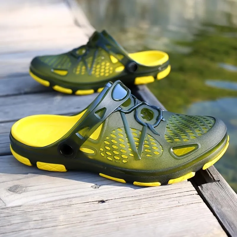 Men's Trendy Breathable Clogs, Comfy Non Slip Durable Slippers for Outdoor Activities