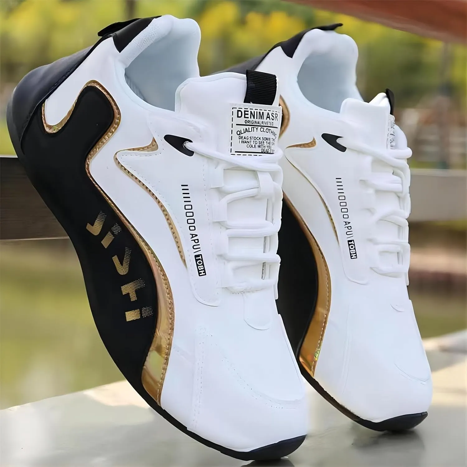 Men's White Running Sneakers - Golf Shoes