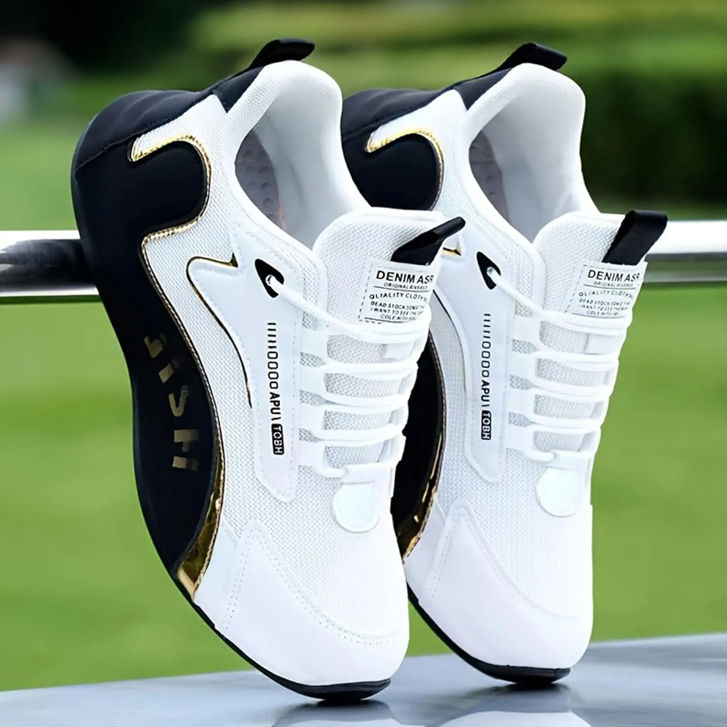 Men's White Running Sneakers - Golf Shoes