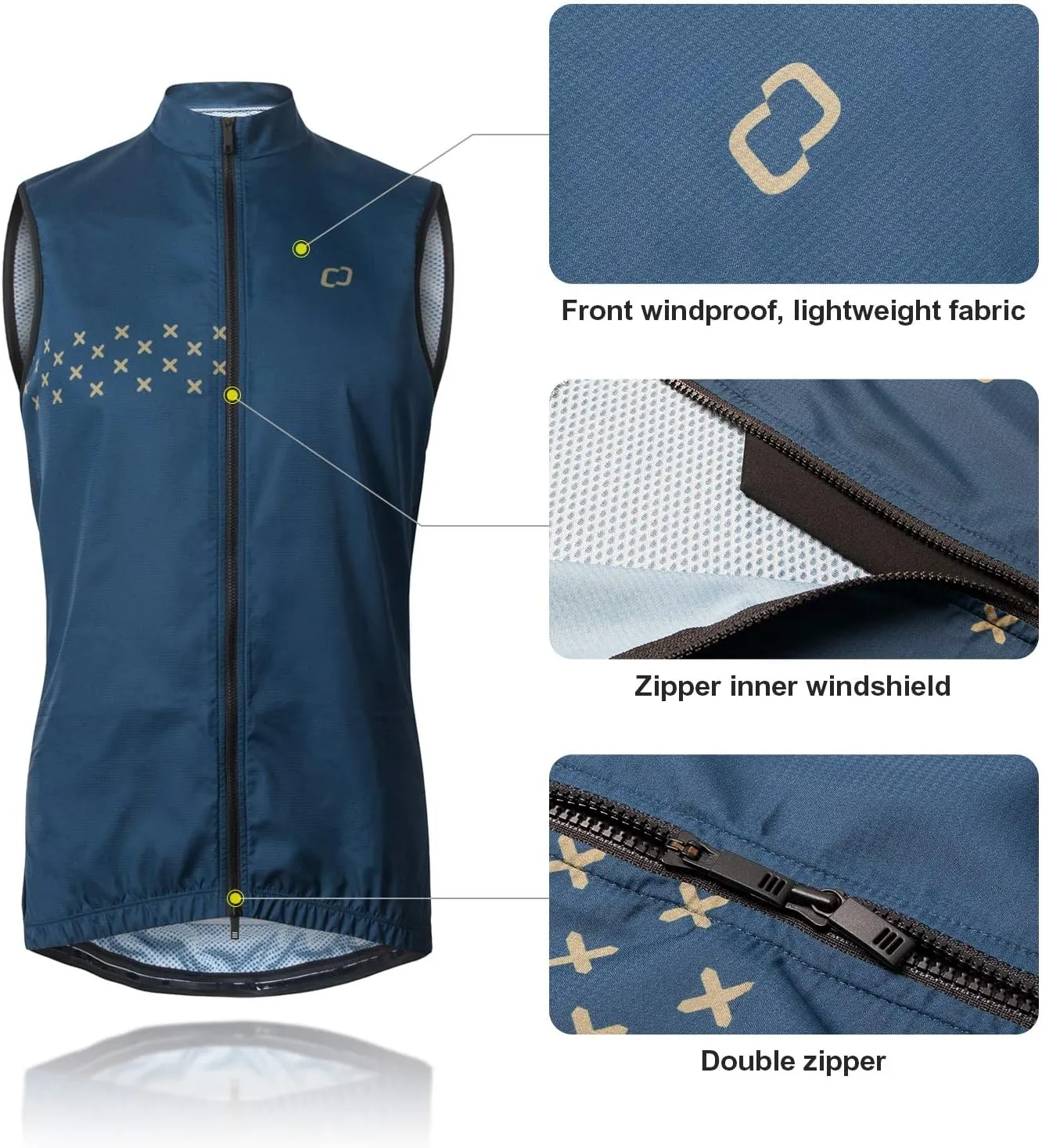 Men's Windbreaker Vest Windproof Sleeveless Jacket Visibility Safety Gilet Super-Light Coat Active