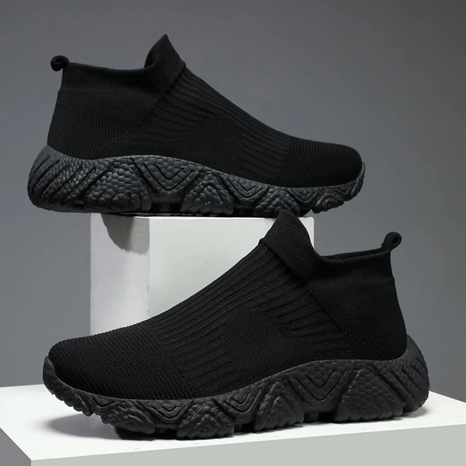 Mens Womens Fashion Sneakers Unisex Slip on Ultra - Sock Knit Ultra - Soft Ultra - Light Soft Sole Breathable Lightweight Casual Walking Shoes