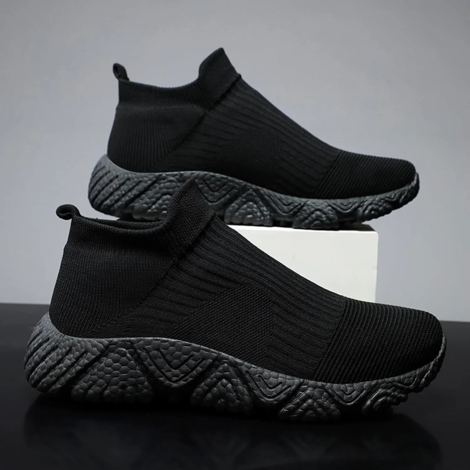 Mens Womens Fashion Sneakers Unisex Slip on Ultra - Sock Knit Ultra - Soft Ultra - Light Soft Sole Breathable Lightweight Casual Walking Shoes