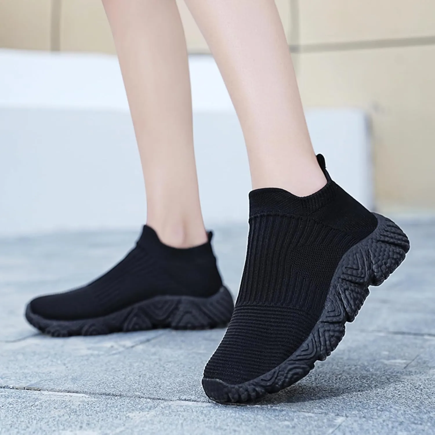Mens Womens Fashion Sneakers Unisex Slip on Ultra - Sock Knit Ultra - Soft Ultra - Light Soft Sole Breathable Lightweight Casual Walking Shoes
