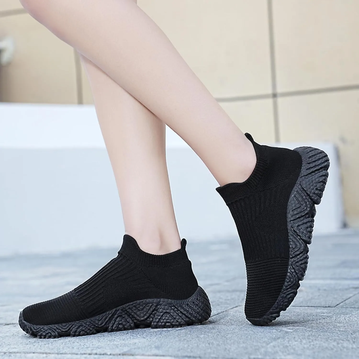 Mens Womens Fashion Sneakers Unisex Slip on Ultra - Sock Knit Ultra - Soft Ultra - Light Soft Sole Breathable Lightweight Casual Walking Shoes