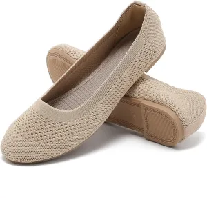 Mesh Knit Ballet Flat Shoes for Women, Classic Round Toe Flats Foldable, Ladies Ballerina Walking Dress Shoes, Slip on Machine Washable Lightweight Loafers Flats