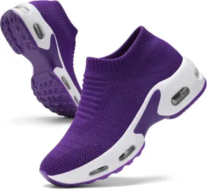 Mesh Sneakers for Women - Non Slip, Slip On, Sock Sneakers - Light Weight, Air Cushion Running, Work Shoes