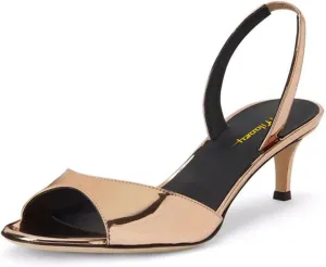 Milooey shoes Women Comfy Slingback Kitten Low Heels Elegant Peep Toe Single Strap Sandals Slip On Party Dress Lady Shoe Size 4-16 US