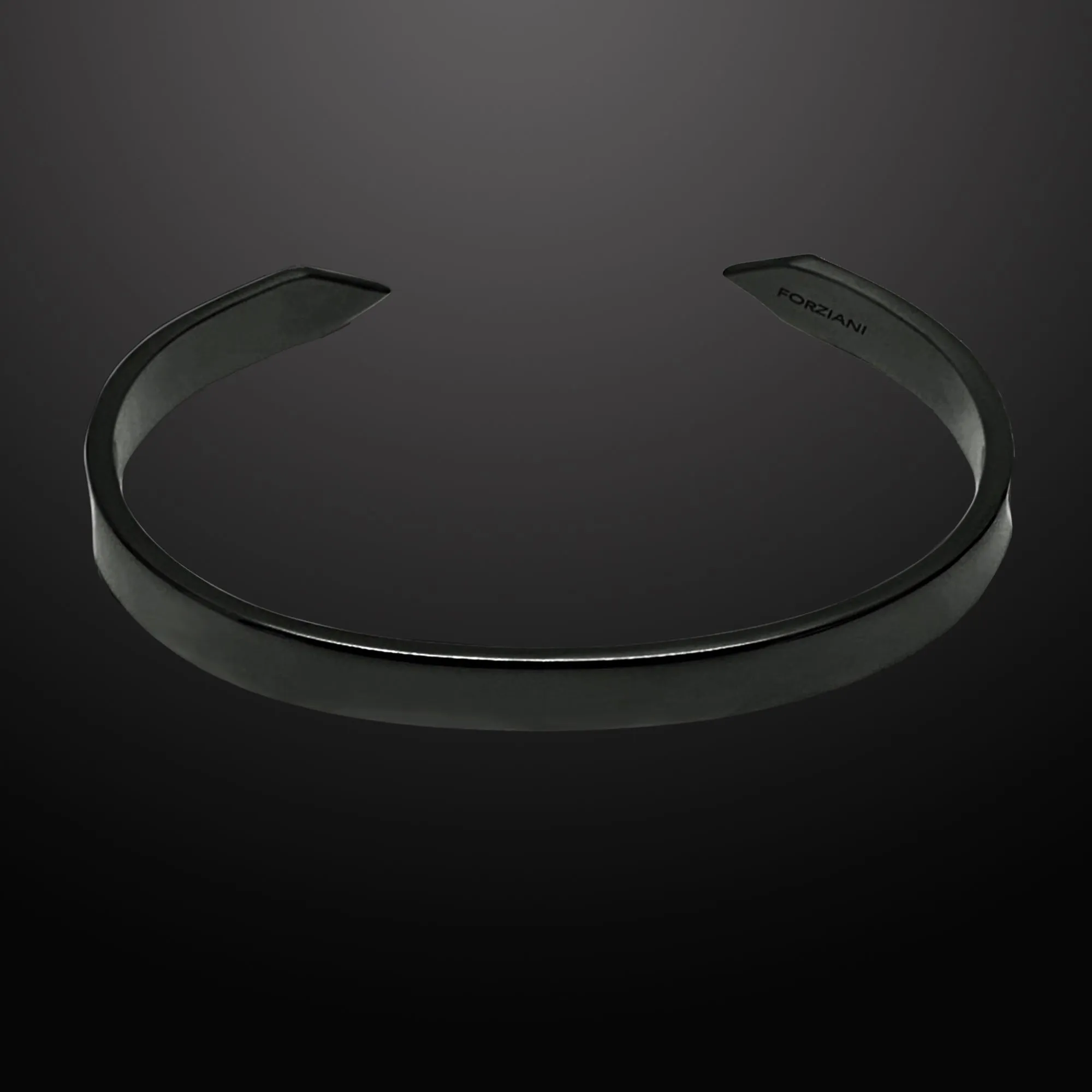 Minimal Men's Flat Cuff Bracelet Black