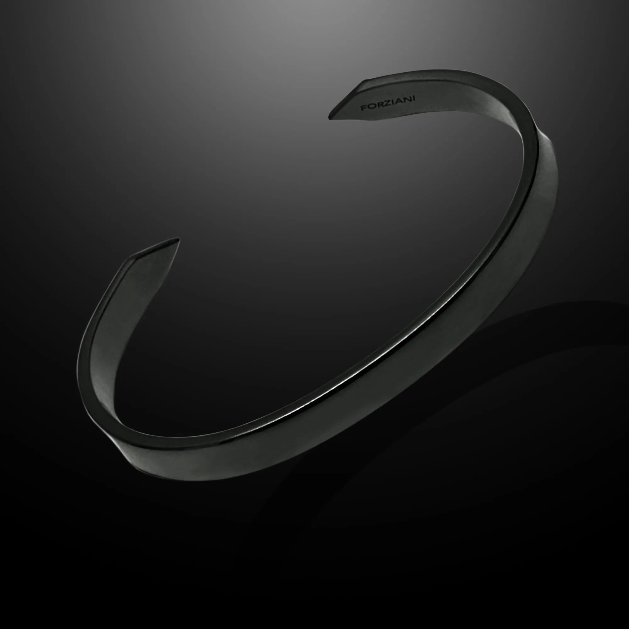Minimal Men's Flat Cuff Bracelet Black