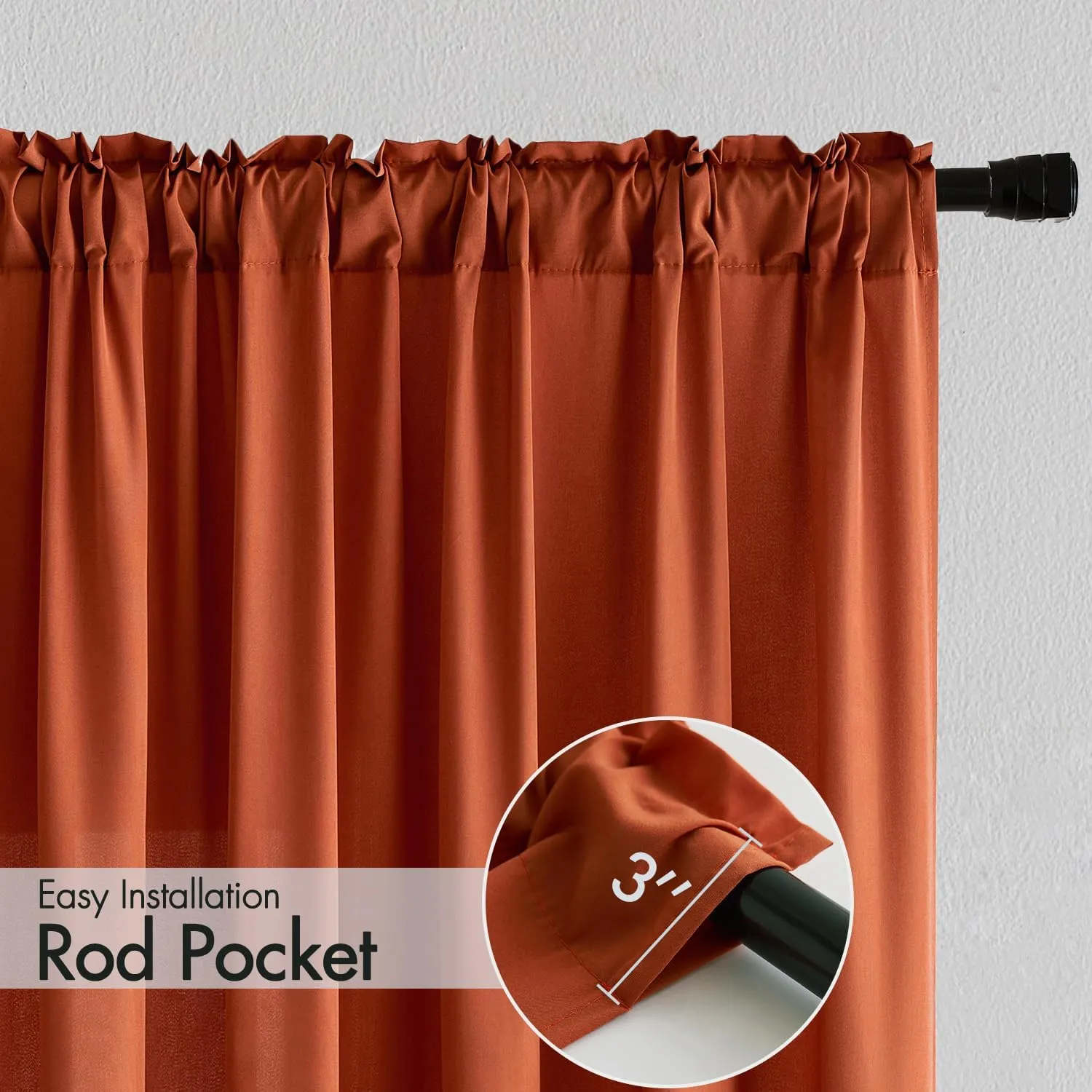 MIULEE Burnt Orange Privacy Sheer Curtains That Let Light in 84 Inches Long Non-See-Through Semi Sheer Curtain Light Filtering Window Curtains Drapes for Living Room Bedroom 2 Panels Set 42 X 84