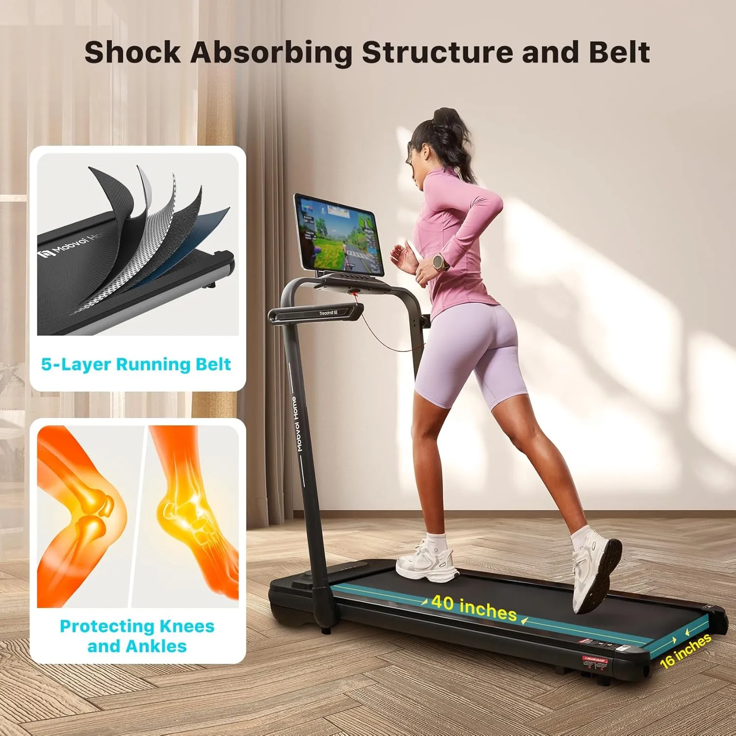Mobvoi Home Treadmill Walking Pad/SE/Plus 3 in 1 Folding Treadmill Walking Pad 2.5 HP Compact Running Walking Machine with Remote Control for Home Office 265 LBS 7.6 MPH