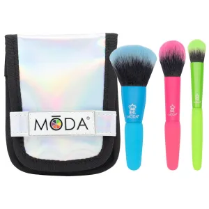 Moda Brush Minis Totally Electric 4pc Face Travel Size Makeup Brush Kit