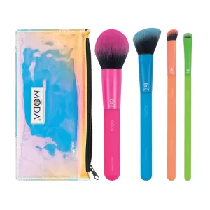 Moda Brush Totally Electric 5pc Complete Face Makeup Brush Kit