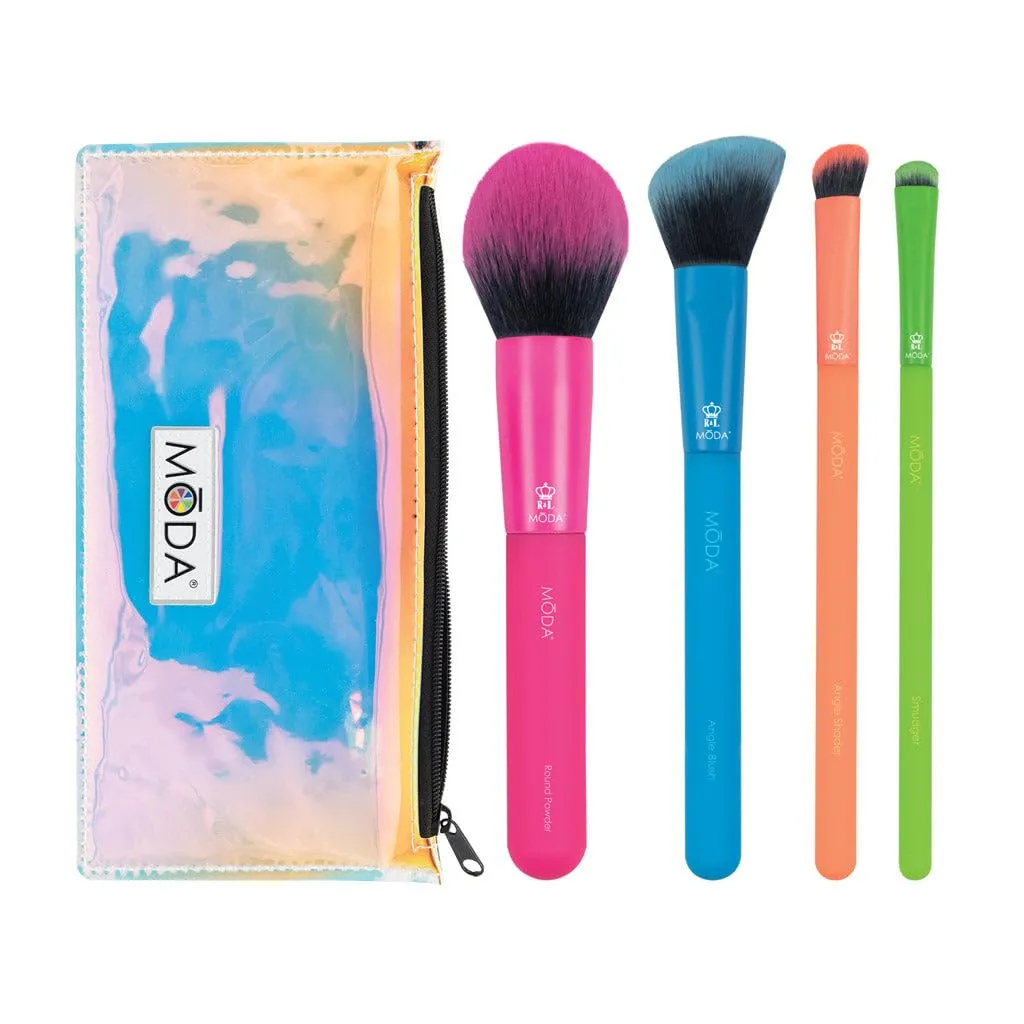 Moda Brush Totally Electric 5pc Complete Face Makeup Brush Kit