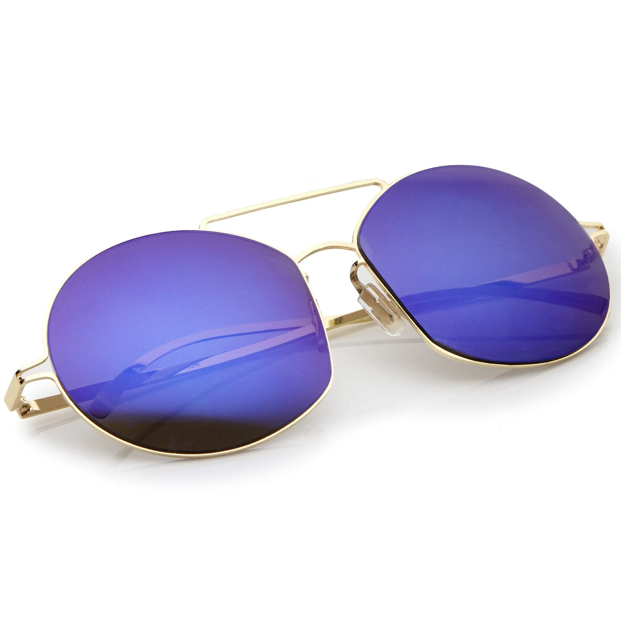 Modern Thin Metal Frame Mirrored Flat Lens Sunglasses A788