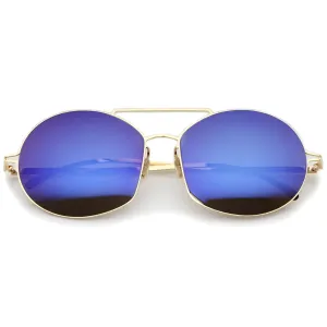 Modern Thin Metal Frame Mirrored Flat Lens Sunglasses A788